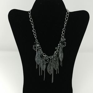 LAST ONE Charcoal Feathered Collage Necklace